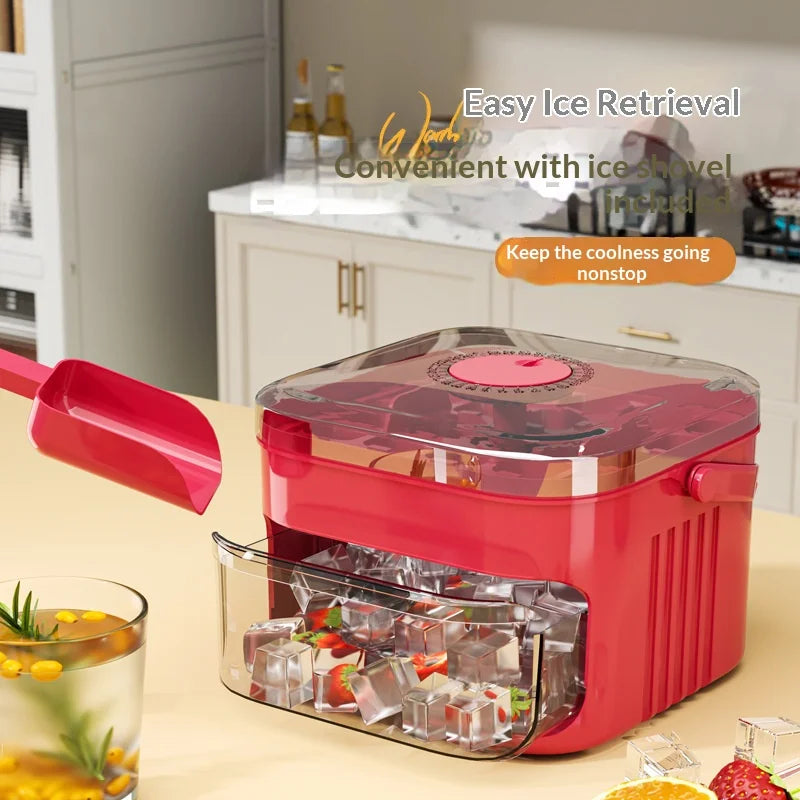 Press-down ice tray, ice cube mold, ice maker, easy-release plastic mold, large-capacity ice bucket for home use.