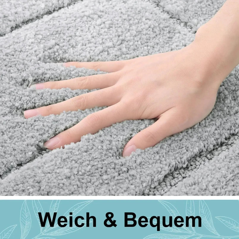 Microfibre Bathroom Rugs Non-Slip Washable Bath Doormat Water Absorbent Resist Dirt Bath Carpet Shower Velveteen Foot Mat