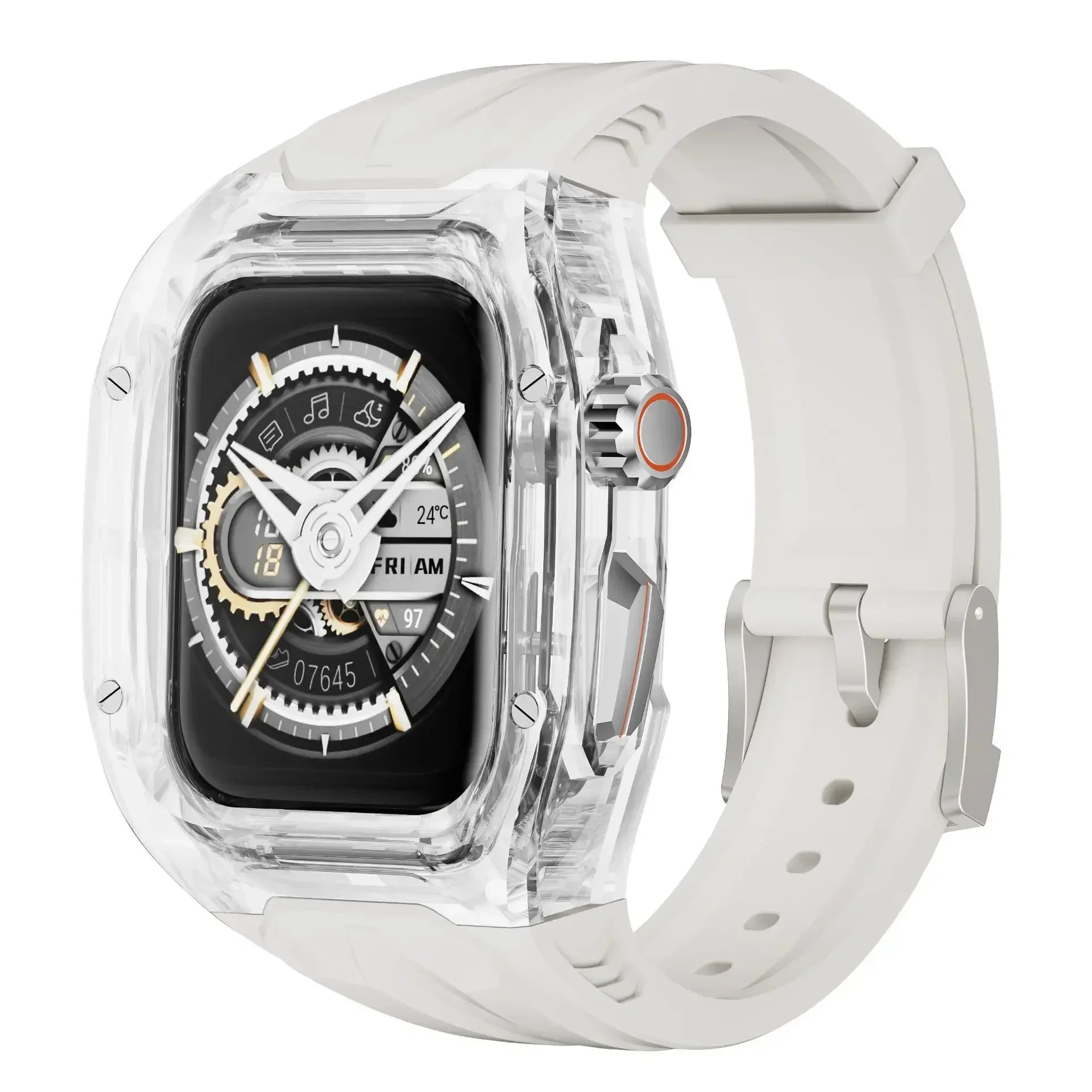 RICHARD Mile Watchband for iWatch Series 10/Ultra2, 46mm 49mm 45mm 44mm 42mm, Crystal Case + Silicone Strap for Series 9/8/7/SE2