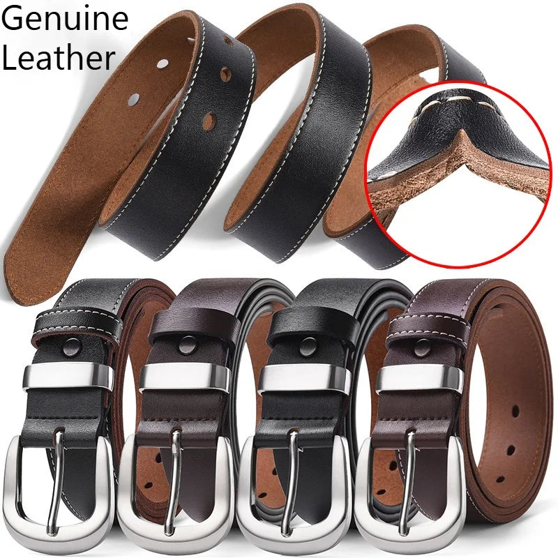 Men's Cowhide Pin Buckle Waistband Plus Size 105-140 150 160 170cm Genuine Leather Retro Belt Handmade Casual Trend Waist Strap