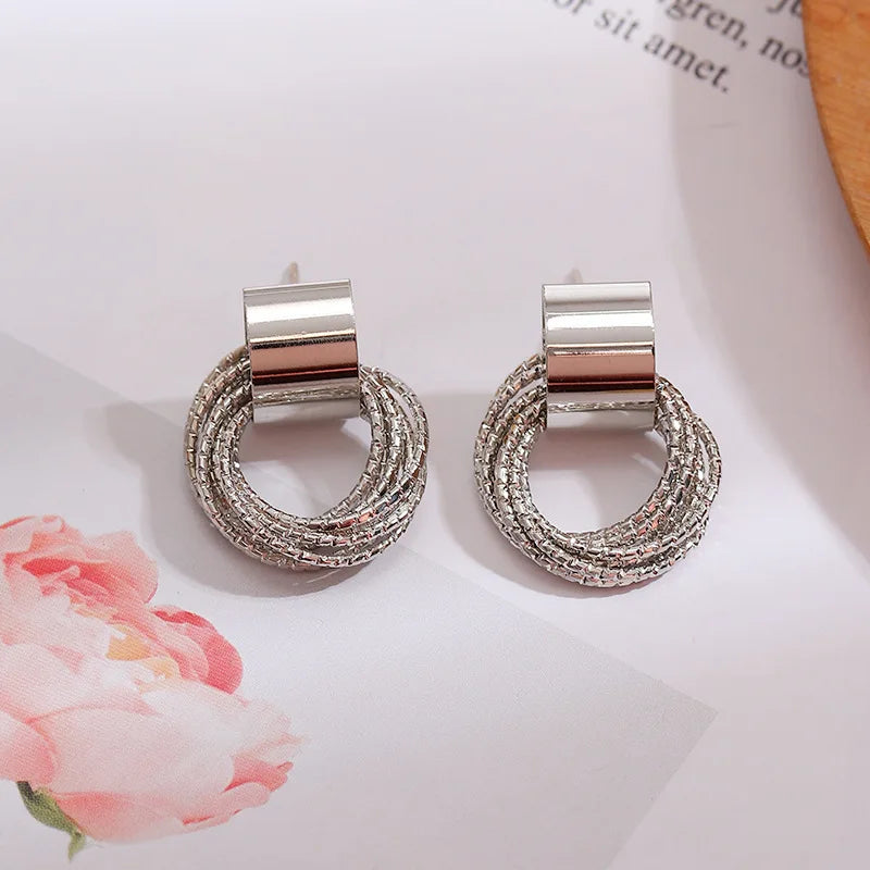 Korean Earring Claw Ear Hook Stud Earrings for Women White Enamel CZ Gold Color Ear Earrings Fashion Jewelry Christmas Gift