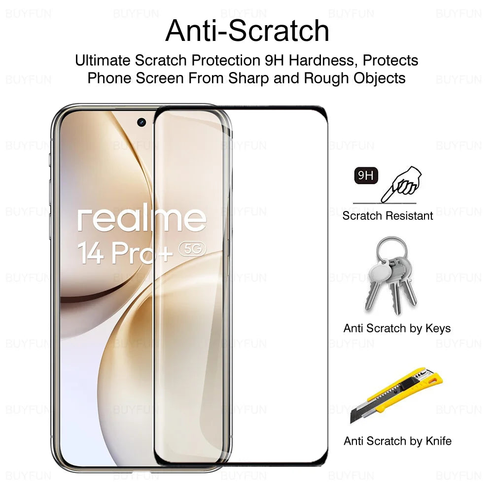 For Realme 14 Pro Plus Curved Glass 6in1 Tempered Glass Camera Film Realme14 Pro+ Realme14Pro 14Pro ProPlus 5G Screen Protector