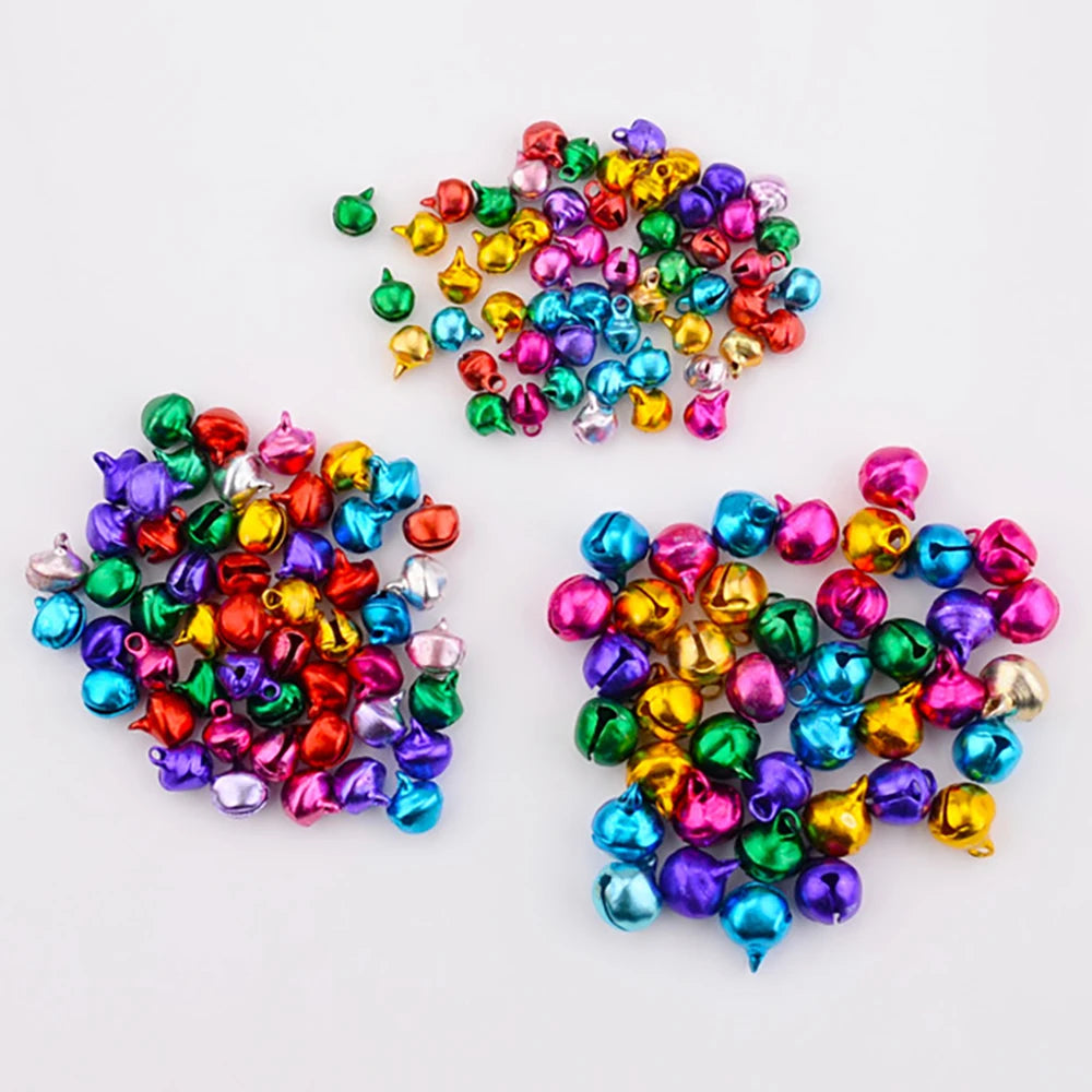 50-300pcs Christmas Jingle Bells,8-14mm Colorful Christmas Crafts Jingle Bells,New Year Ornament Gift Mix Colors Loose Beads