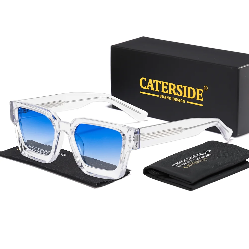 CATERSIDE New Men's Thick Frame Sunglasses Square Frame Gradient Suneyewear Women's Luxury Gift Outdoor Travel Eyewear UV400