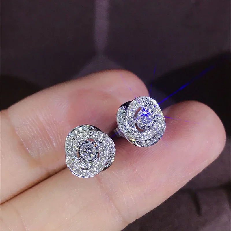 Exquisite design Iced Out Cycle Buckle Earring for Women Top Quality Bling AAA Zircon Stud Earring Wedding Anniversary Jewelry