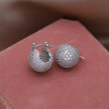 Korean new design fashion jewelry 14K gold plated exquisite close-set zircon round earring simple women's daily work accessories