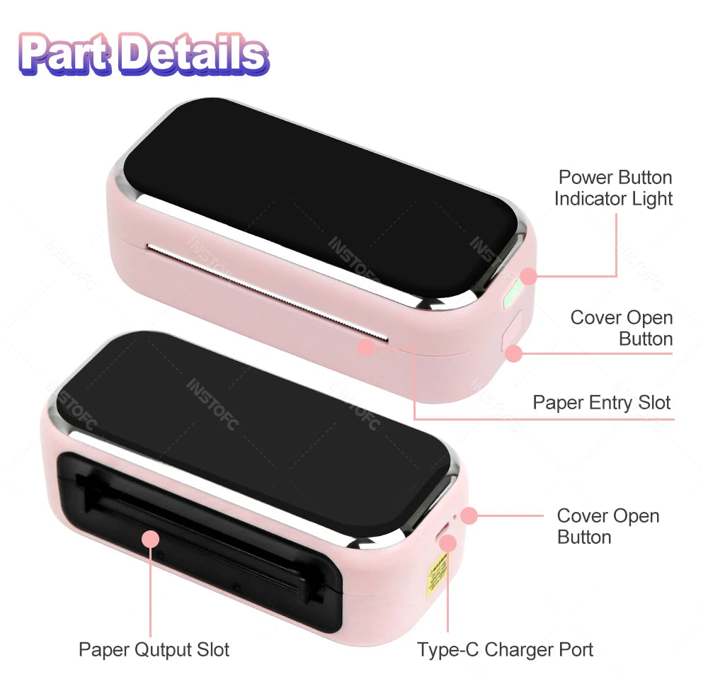 80mm Tattoo Stencil Printer Thermal Tattoo Printer with 3inch Transfer Paper Wireless Bluetooth Mini Portable Printer DIY Artist