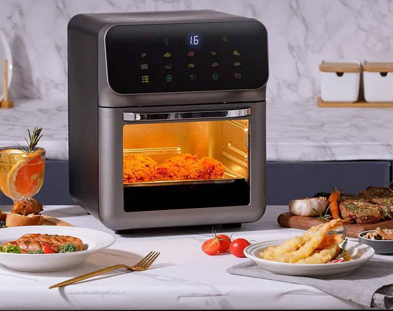 15L Visual Air Fryer with See-Through Window 1350W Digital Touchscreen 360° Hot Air Circulation  for Family/Party Fry/Roast/Bake