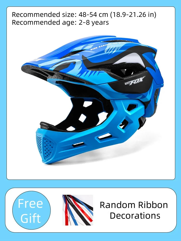 BATFOX Kids Helmet Full Face Mtb Bicycle Helmet child Children Girl and Boy Cycling BMX Detachable Downhill Multi-Sport Helmet