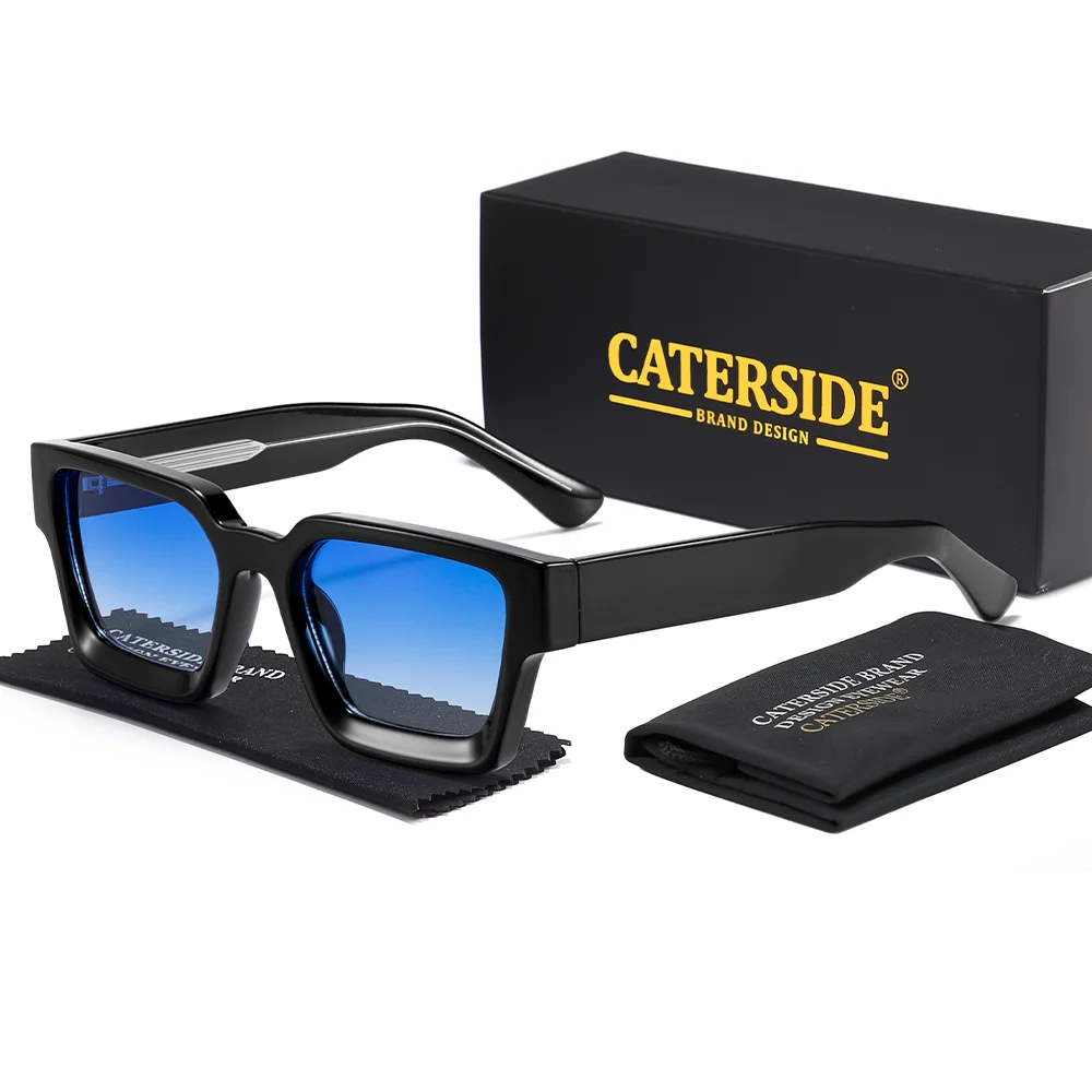 CATERSIDE New Men's Thick Frame Sunglasses Square Frame Gradient Suneyewear Women's Luxury Gift Outdoor Travel Eyewear UV400