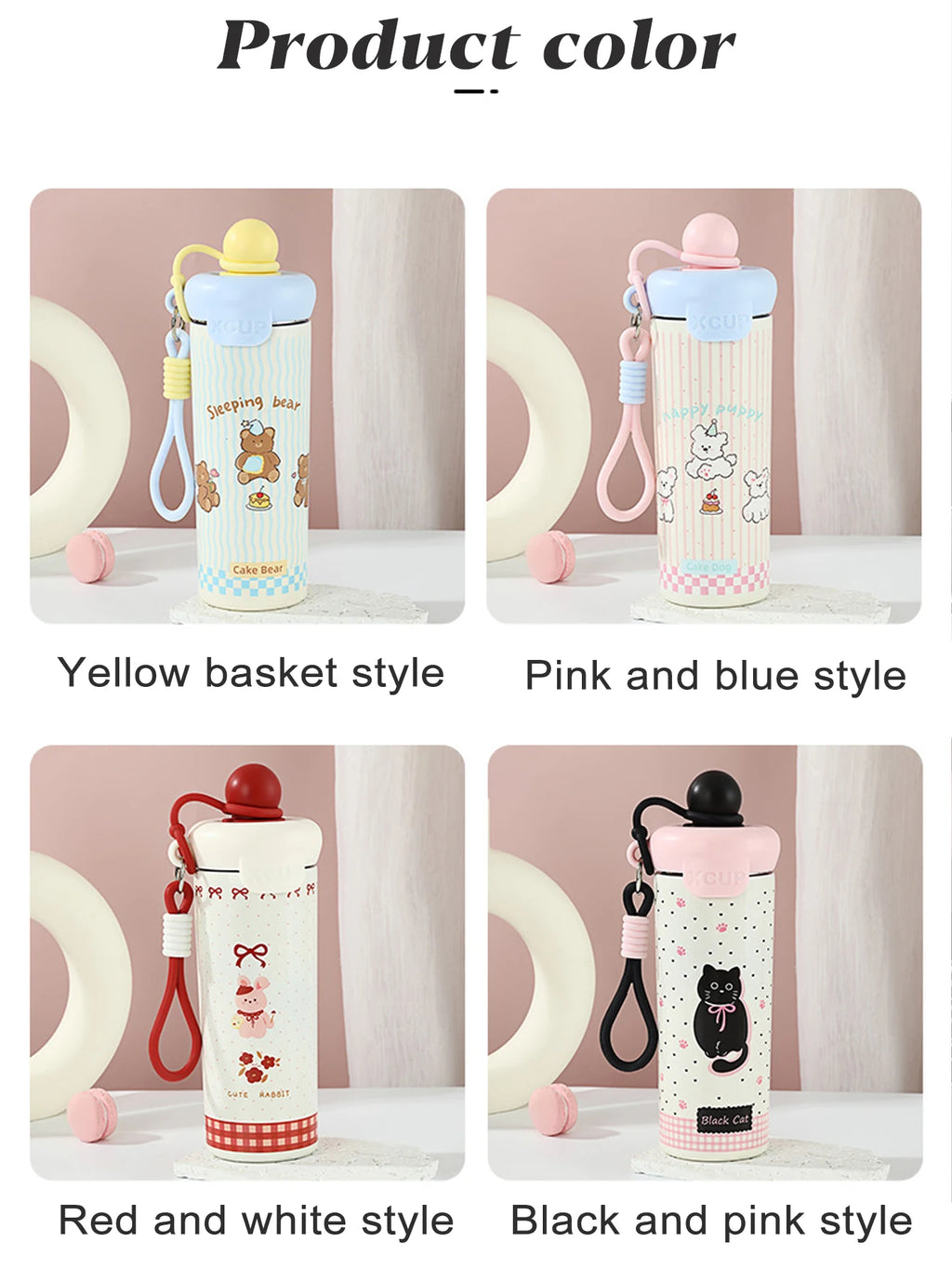 1pc 650ml cute and fashionable double-layer stainless steel insulated and chilled water bottle with a handle