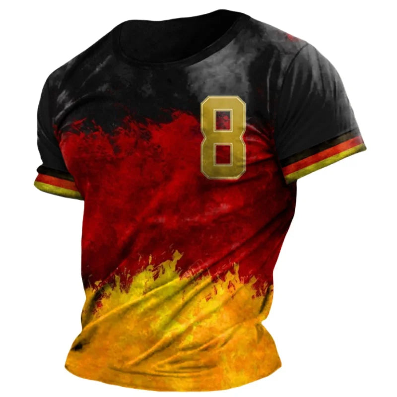 Germany National Flag Print T Shirt For Men Summer Germany Jersey Sports Tops Casual O-Neck Loose Short Sleeve Deutschland Tees