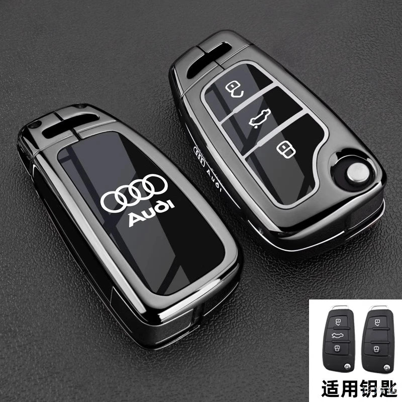3 Button Metal Car Key Case Cover Key Protect Shell For Audi A3 A4 Q3 Q5 TT A1 A4L A5 Q5L Q7 A6L A7 A8L A6 S3 S4 RS5 RS Sticker