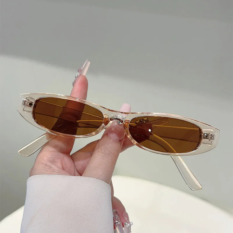 Y2K Classic Vintage Small Frame Sunglasses Women For Men Luxury Brand Design Sun Glasses Punk Popular Hip Hop Oval Shades UV400
