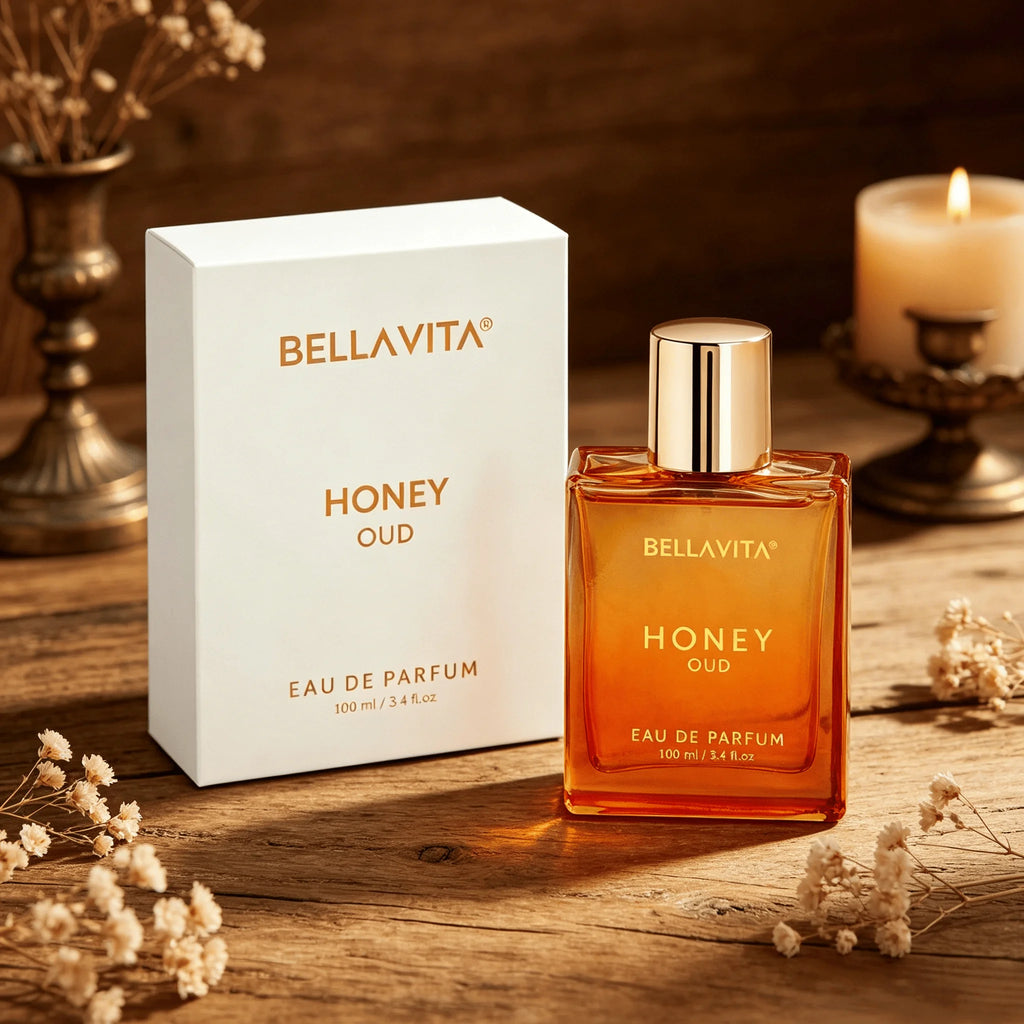 BELLAVITA Honey Oud Eau De Parfum 100ml Long Lasting Woody Sweet Fragrance Unisex Perfume Spray With Gift Box