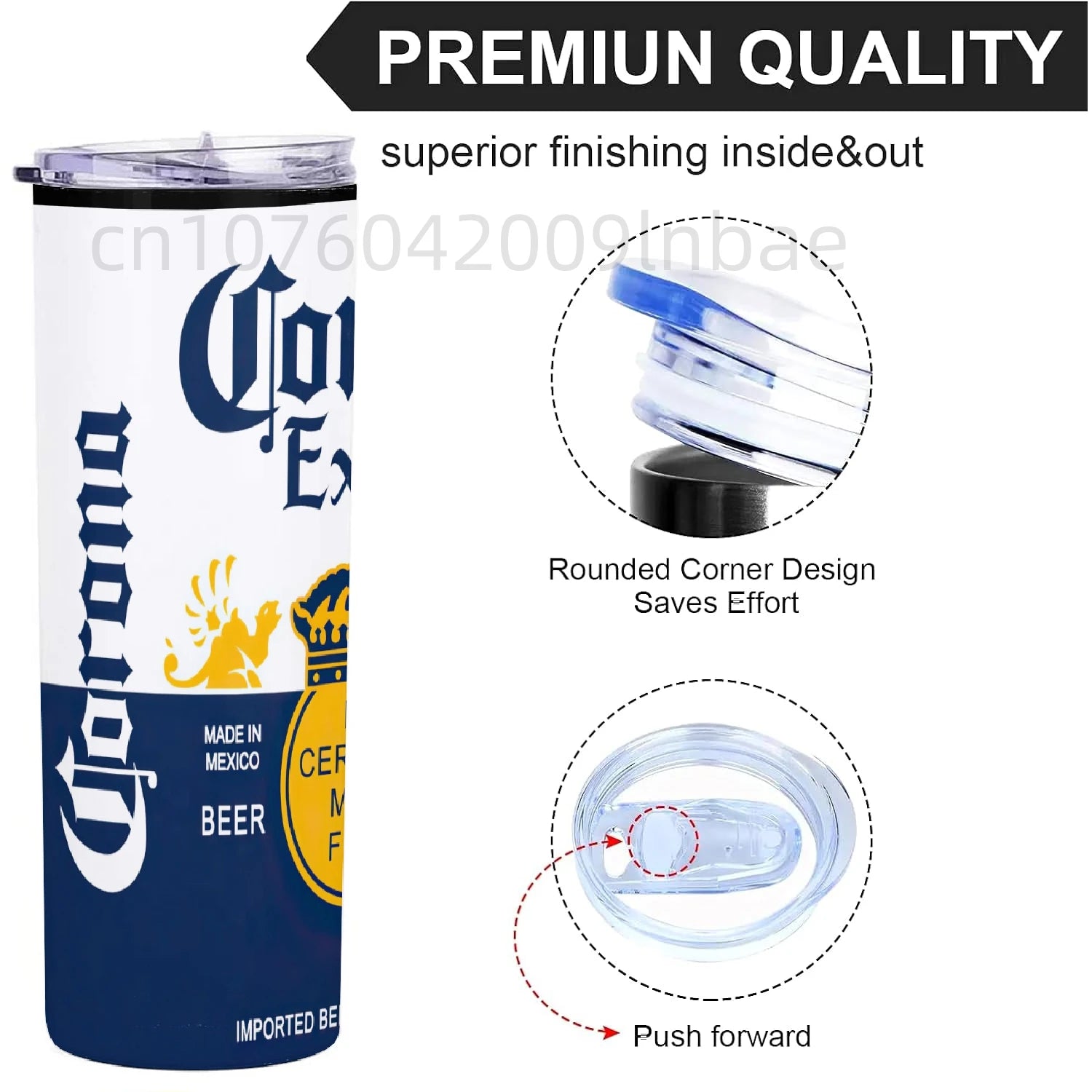 20oz Keep Hot or Cold Corona Tumblers Cup With Lid and straw Mexican Creative Extra Beer Can Stainless Steel Vacuum Water Bottle