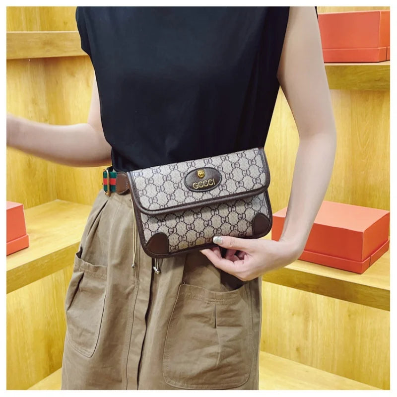 Fashion Classic Geometric Print Quilted Shoulder Bag Metal Logo PU Lightweight Flap Magnetic Snap Adjustable Strap Crossbody Bag
