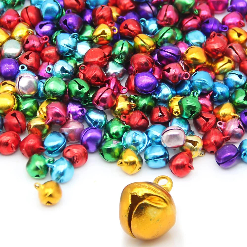50-300pcs Christmas Jingle Bells,8-14mm Colorful Christmas Crafts Jingle Bells,New Year Ornament Gift Mix Colors Loose Beads
