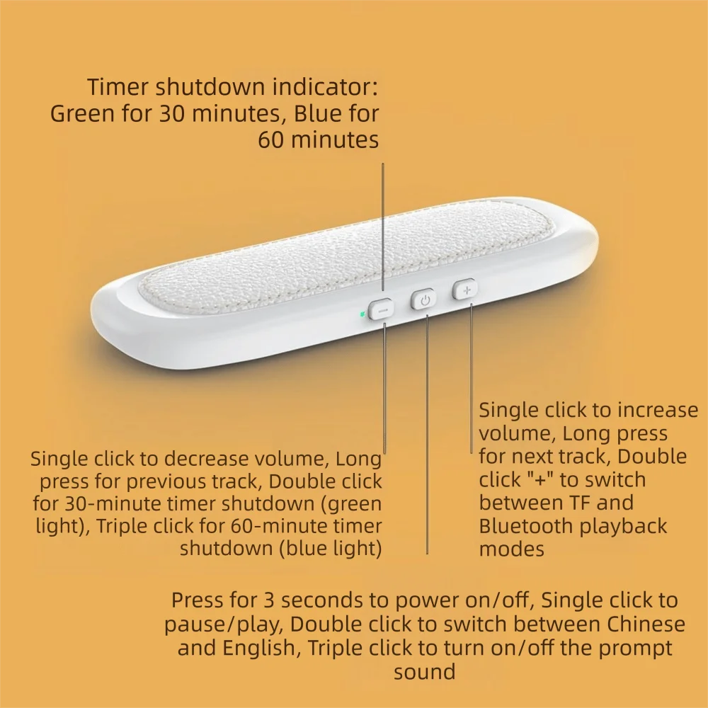 Bluetooth 5.4 Under Pillow Speaker Stereo Sound Noise Reduction Bone Conduction Speaker Timed Shutdow Deep Bass Music Player