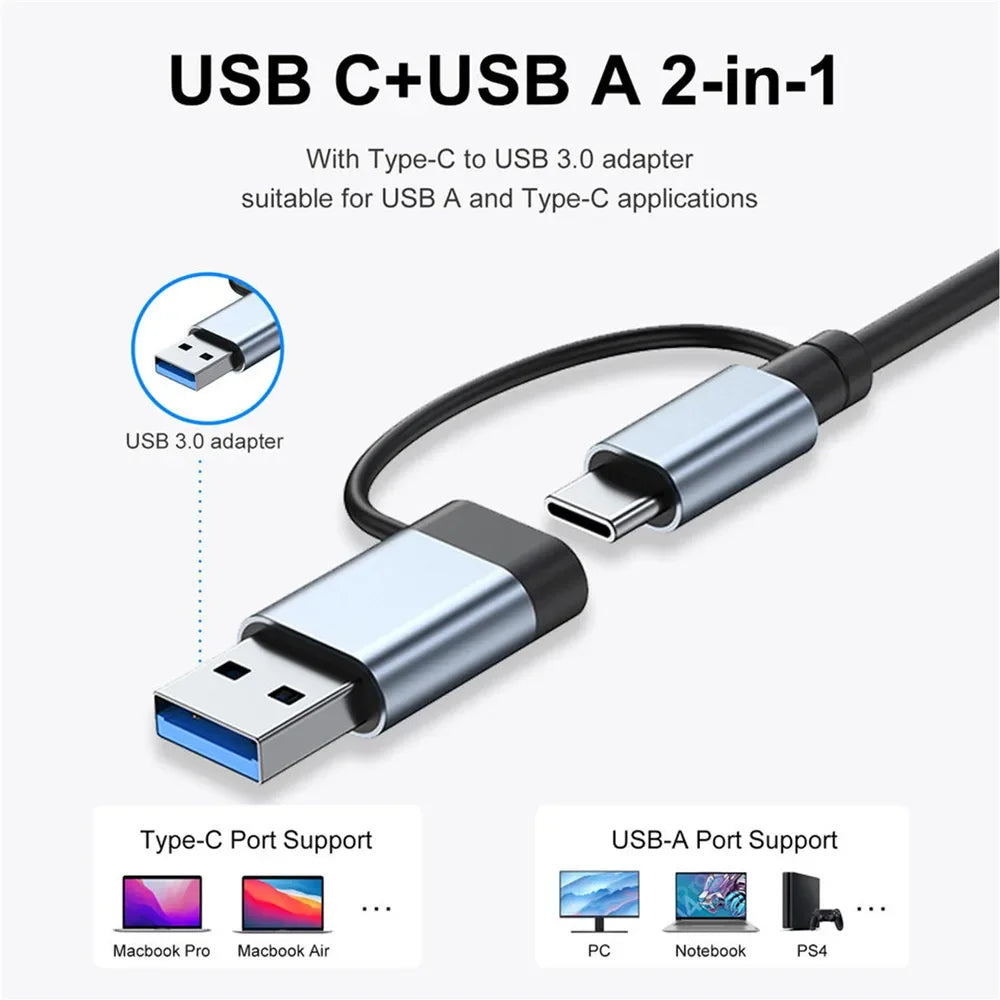 MZX 8 in 1 USB A & Type C Hub Docking Station Multi-Function Adapter with SD/TF Card Reader And Audio for Laptop PC Accessories