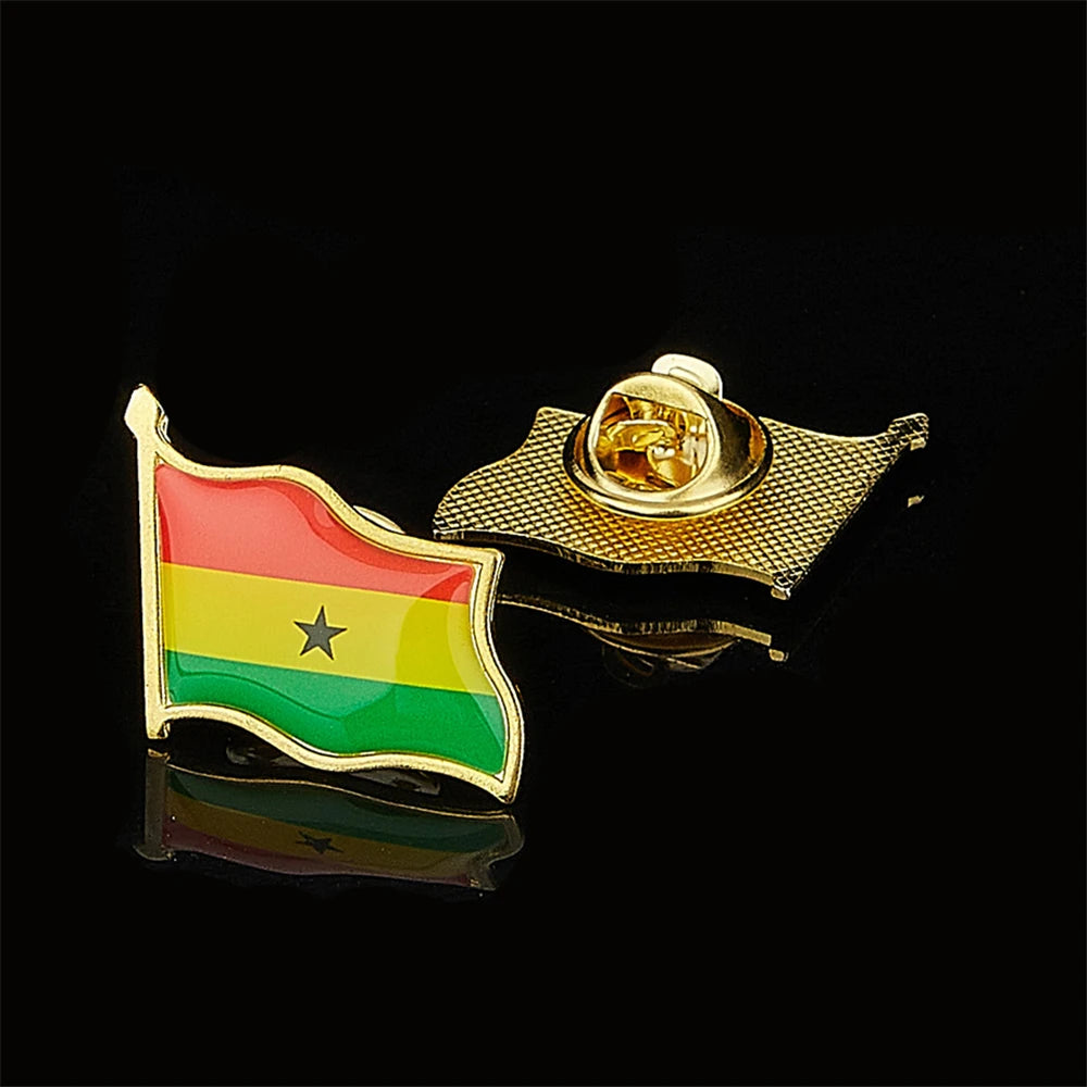 African Country The Republic of Ghana Pin Brooch Waving National Flag Badge Brooch W/ Butterfly Clip Clothes Acessories