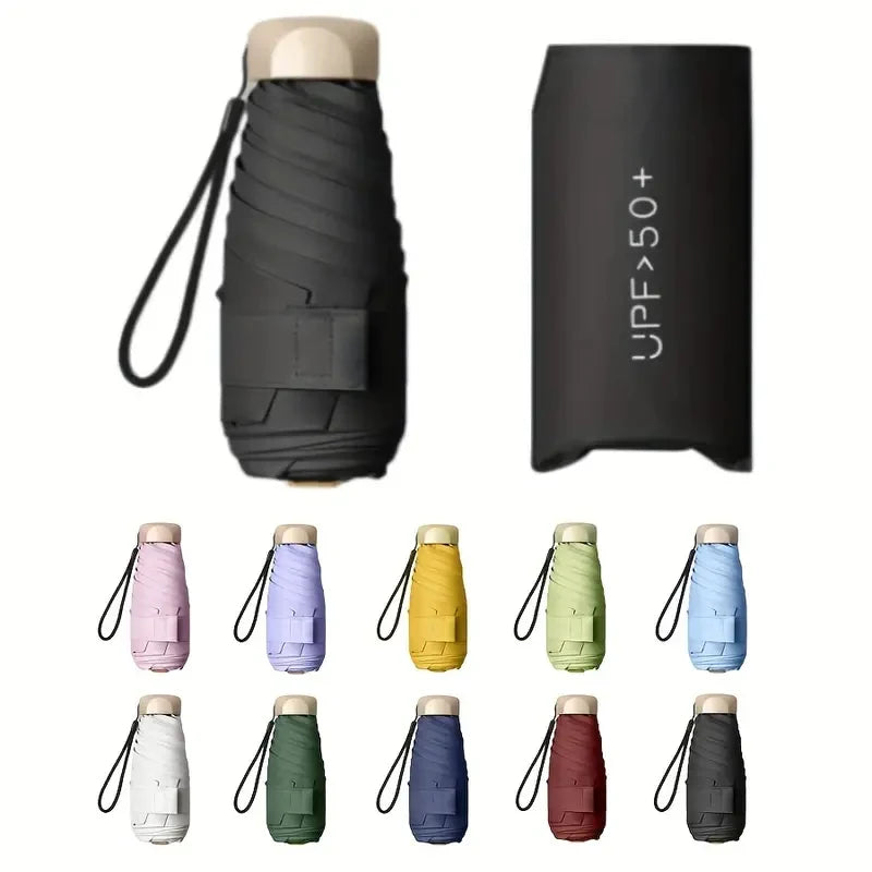 Ultra-Light UV Protection Umbrella - Compact, Foldable Design with Stainless Steel Handle for Sun & Rain, Durable 190T Canopy