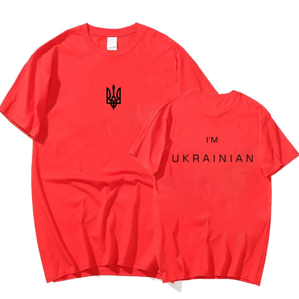 Unisex I'm Ukrainian Shirt Ukraine Trident T-shirt  Women Ukrainian Patriotic Shirts Front and Back Print Tshirt Casual Tops