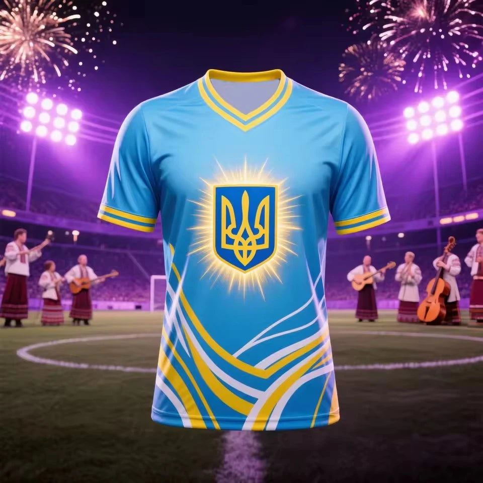 Ukraine Football Jersey T Shirts Adult & Kids New Fashion Trend Digital Printed Soccer Uniforms Summer Men Ukrainian Sports Tees