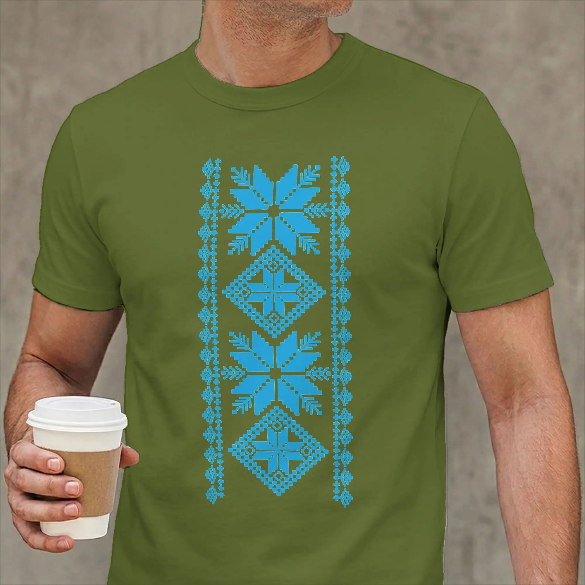 Ukrainian Vyshyvanka T-Shirts for Men Symbols of Ukraine Funny 100% Cotton Tee Shirt Crewneck Short Sleeve T Shirt Clothes