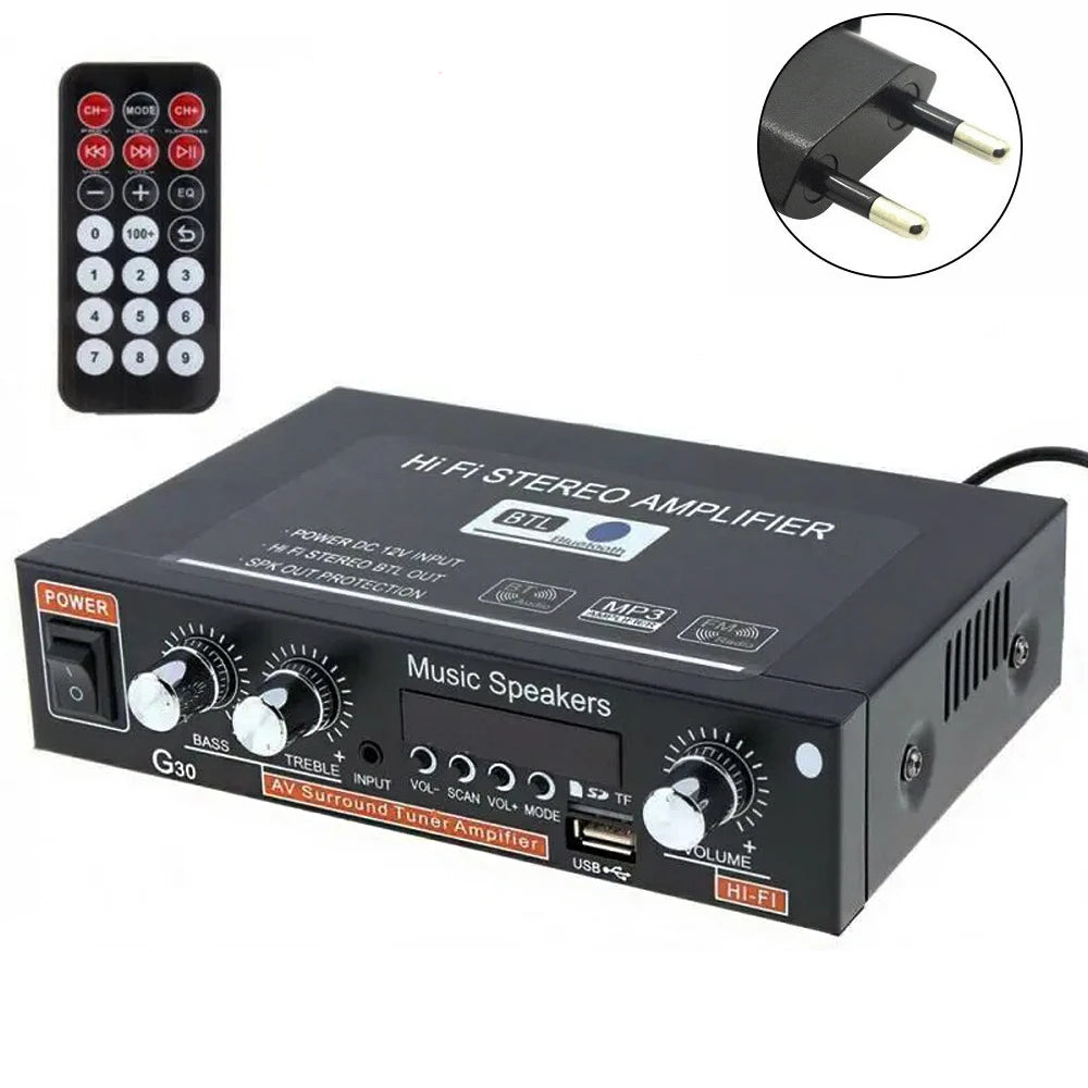 G30 Digital Amplifier 30W + 30W HiFi Stereo Bluetooth USB Radio - Compact, High-Quality Sound for Home Audio & Small Stage