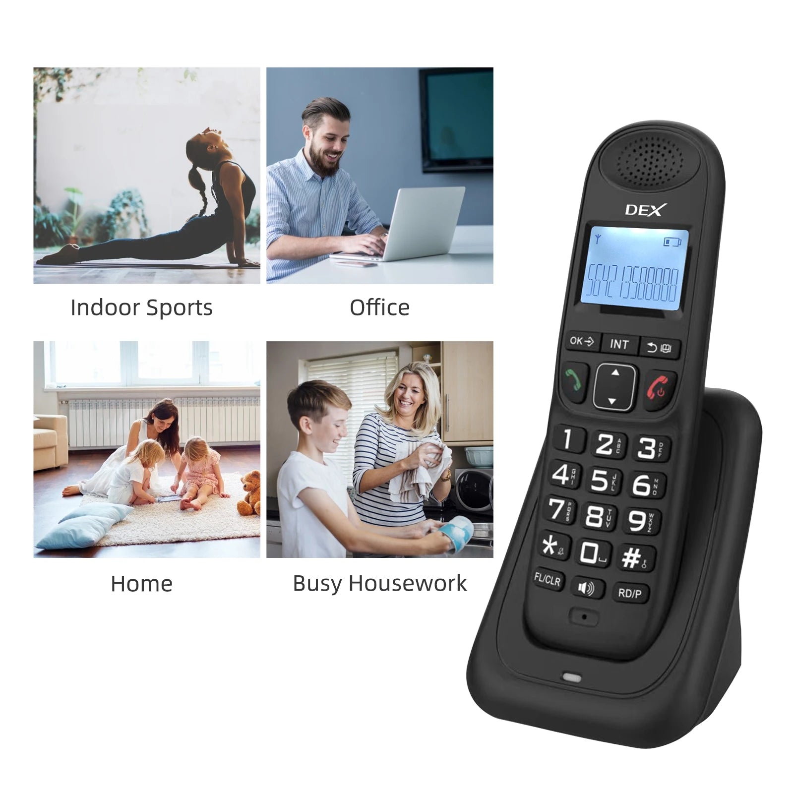 Expandable Cordless Phone System with 3 Lines Display Caller ID Hands-free Calls Intercom Conference Call Mute Function