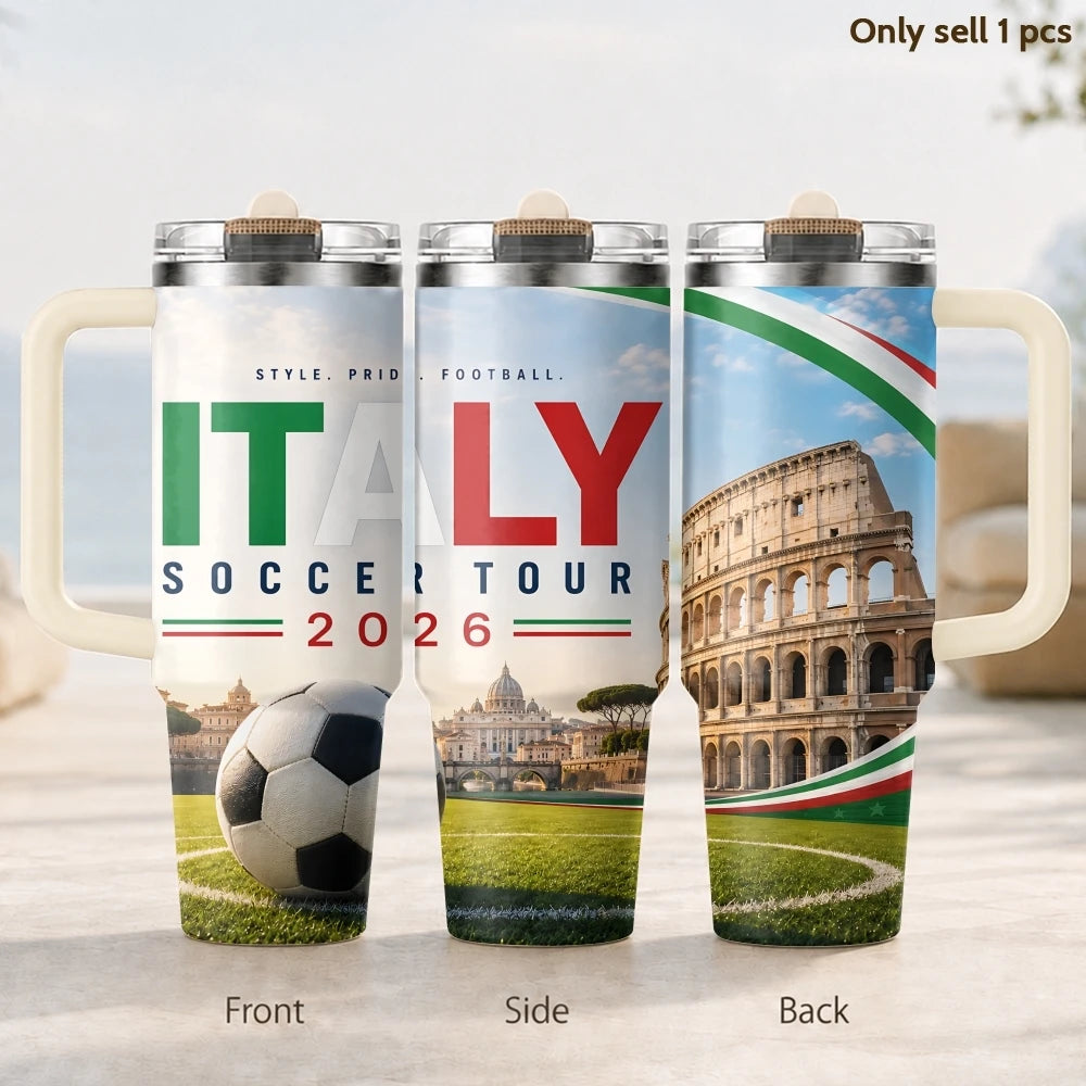 2026 France Football City Design Vacuum Flasks 40oz 3rd Gen Insulated Stainless Steel Tumbler Cup with Handle Straw Lid Gifts