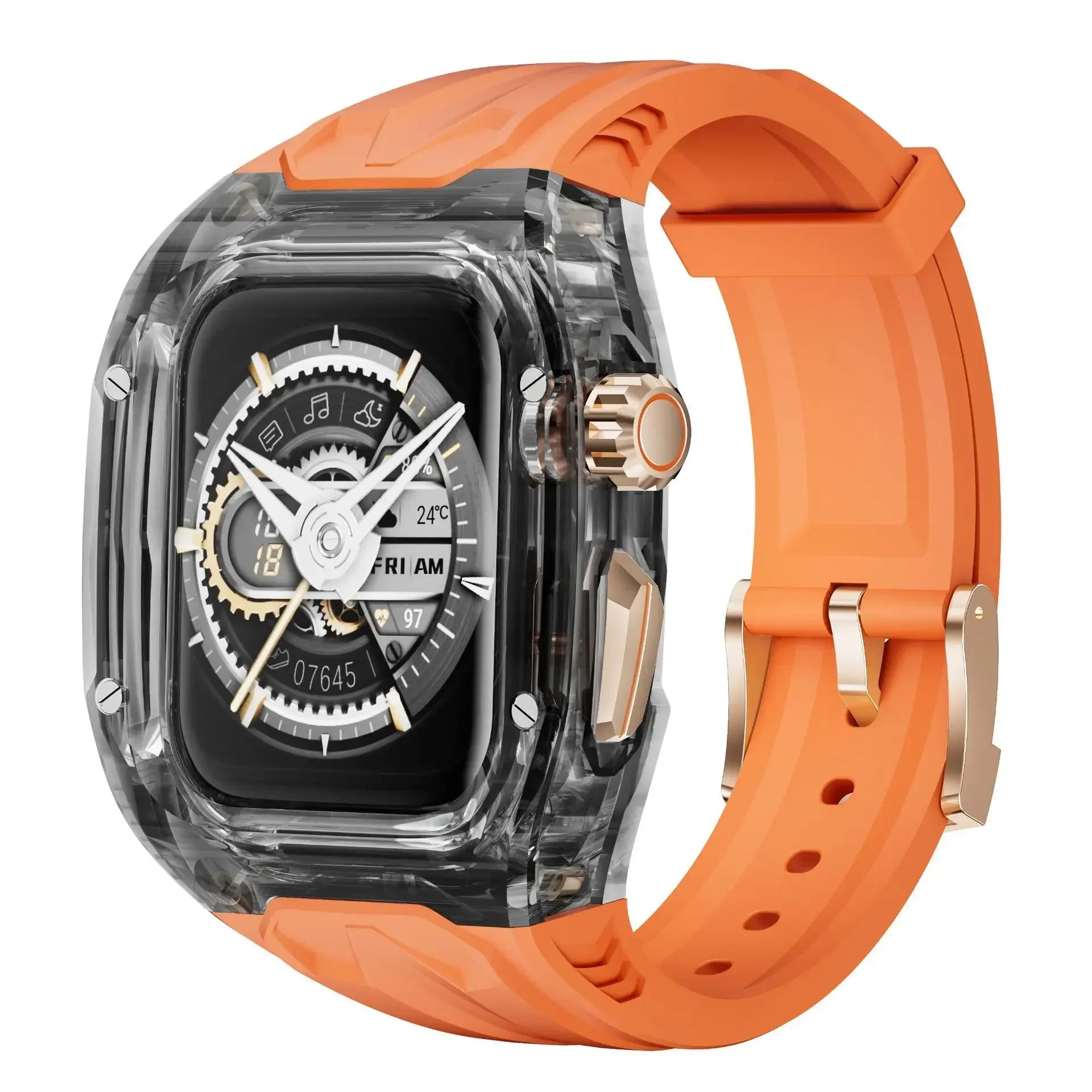 RICHARD Mile Watchband for iWatch Series 10/Ultra2, 46mm 49mm 45mm 44mm 42mm, Crystal Case + Silicone Strap for Series 9/8/7/SE2