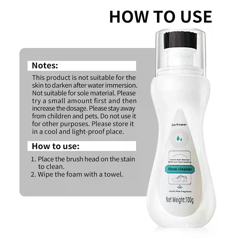 100ml White Shoe Cleaner Shoes Whitening Cleaner Sneaker Household Cleaner Strong Decontamination Foam Type Dry Cleaning Agent