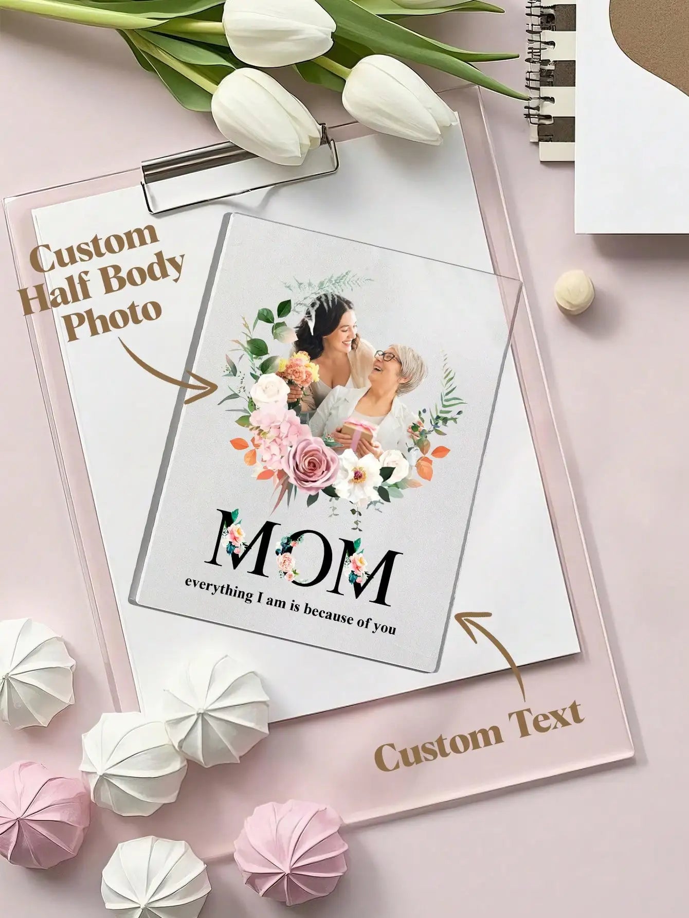 Custom Mother Father Day Acrylic Plaque Personalized Photo Text with Quote Gift for Mom Dad Grandma Grandpa Anniversary Birthday