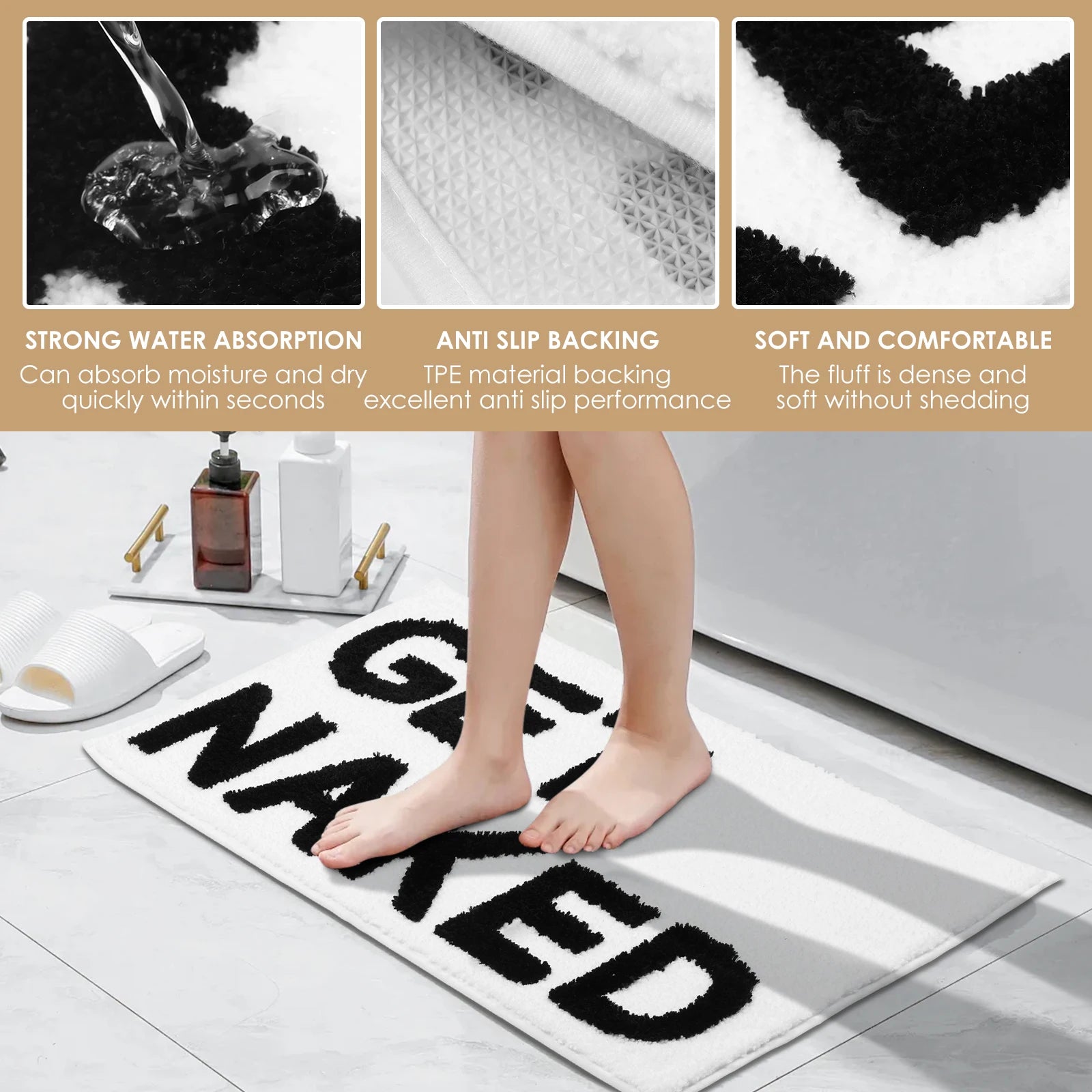 Bath Mat Polyester Absorbent Floor Mat 50x80 CM Funny Bathroom Rug Comfortable Anti Slip Shower Door Mat for Home Decoration