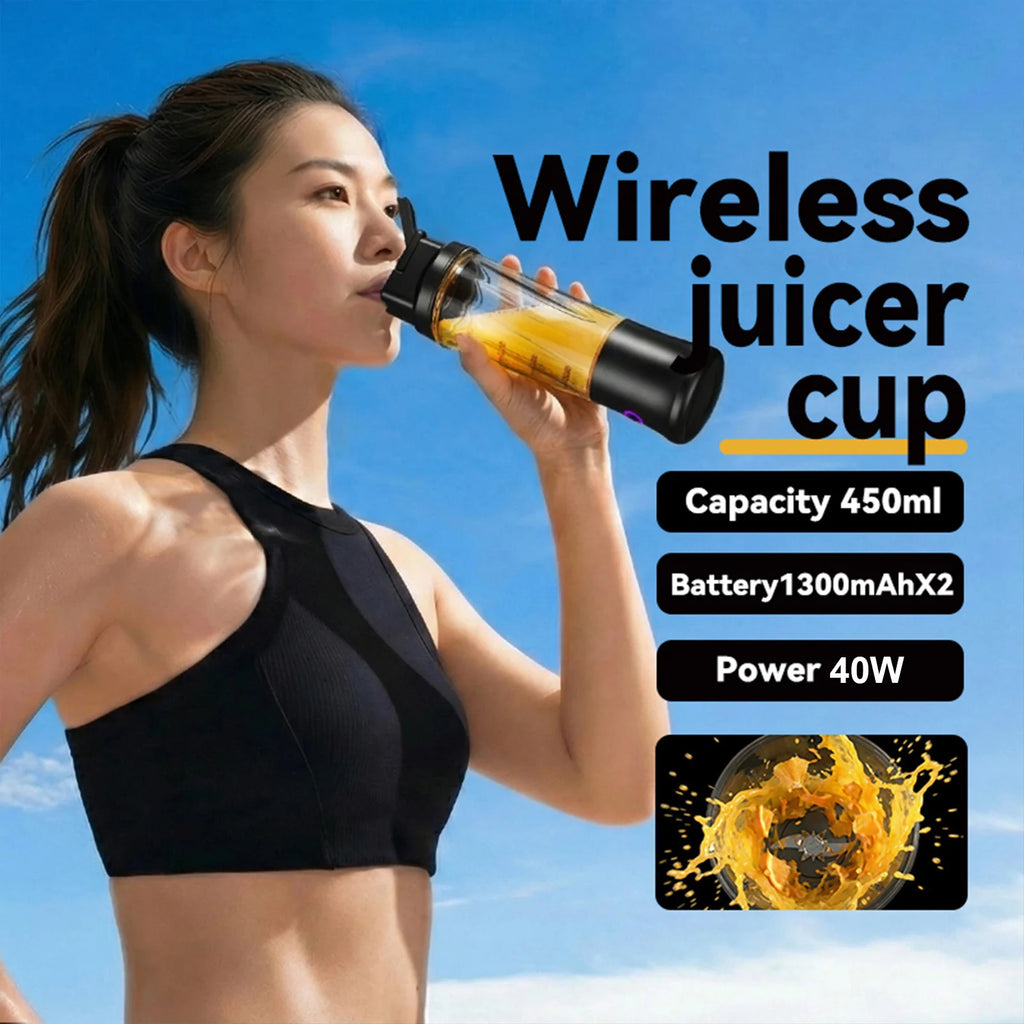 Mini Small Blender Cup for Shakes and Smoothies 450ML Cordless Portable Juicer USB-C Rechargeable for Kitchen Office Gym