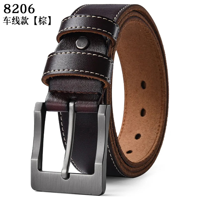 Men's Soft Cowhide Belt Metal Pin Buckle Male Leather Waistband 105-140 150 160 170cm Plus Size Real Leather Jeans Waist Straps