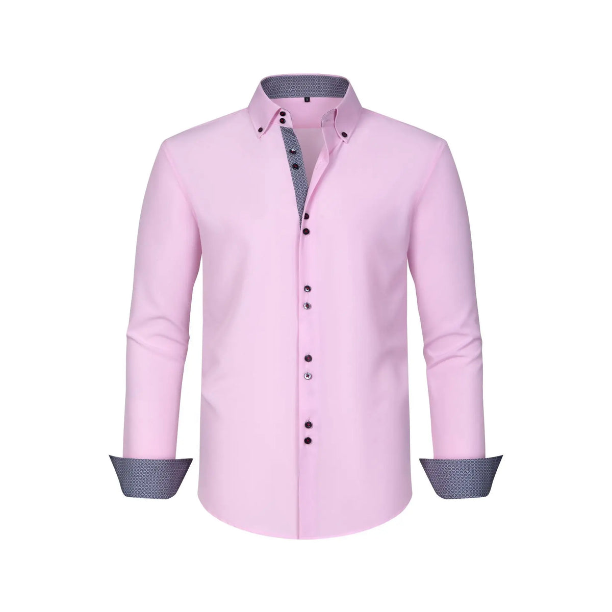 Long Sleeve Casual Shirt For Man Solid Color Patchwork Collar Chic Elegant Double Breasted Men Top Clothing Fashion Streetwear