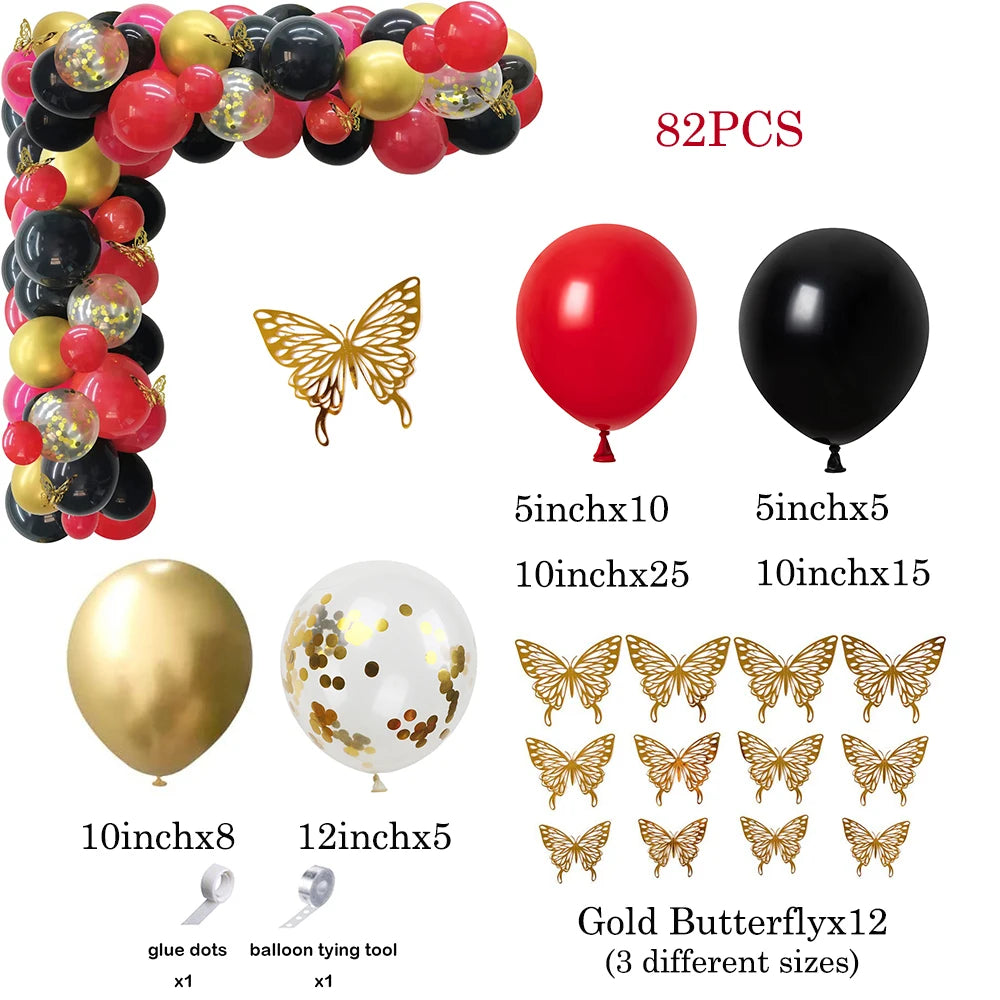 1 Set Red Black Balloons Garland Arch Kit Baby Shower Birthday Decorations Red White Black Silver Balloon Graduation Party Decor