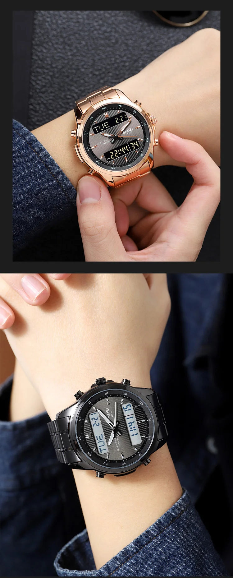 SKMEI 2049 Brand Electronic Watches for Man Fashion Large Dial Wristwatch Luminous Alarm Clock Calendar Casual Men Digital Watch