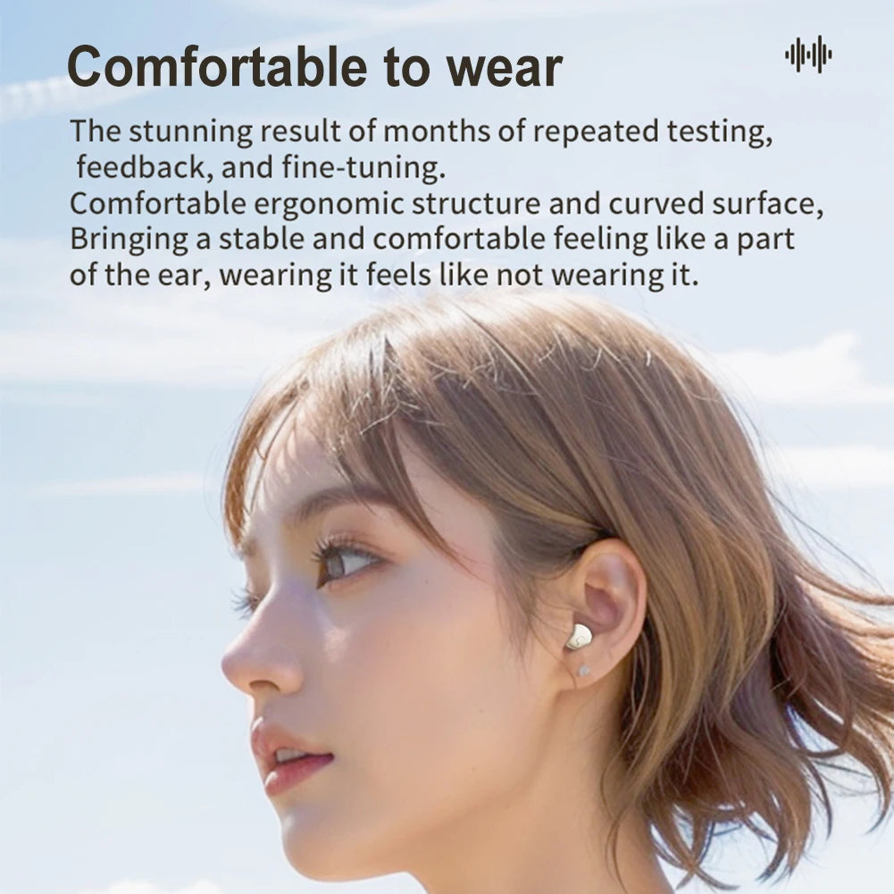 Mini Invisible Headphones Bluetooth-Compatible 5.4 Earphones Noise Reduction Tiny Discreet Hidden Earphones for Music Home Work