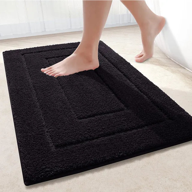 Microfibre Bathroom Rugs Non-Slip Washable Bath Doormat Water Absorbent Resist Dirt Bath Carpet Shower Velveteen Foot Mat