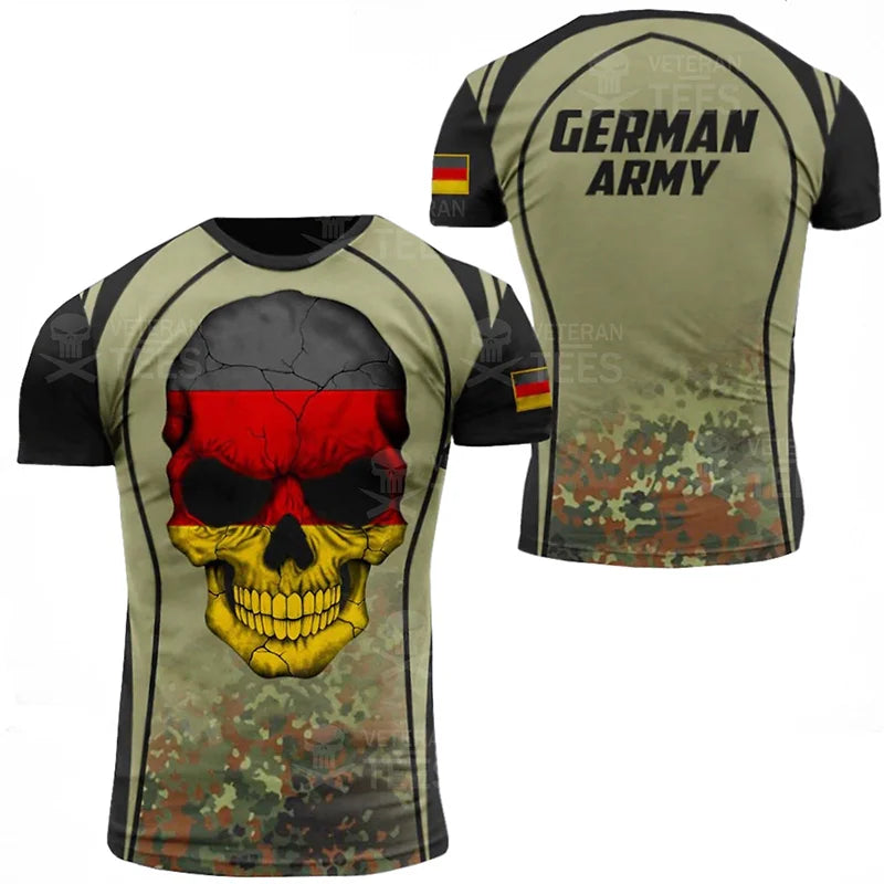 Germany Flag T Shirt Men Tops Tee Shirts 3D Jungle Camo Printed Deutschland Eagle Emblem T-Shirt Olive Beige Forest Short Sleeve
