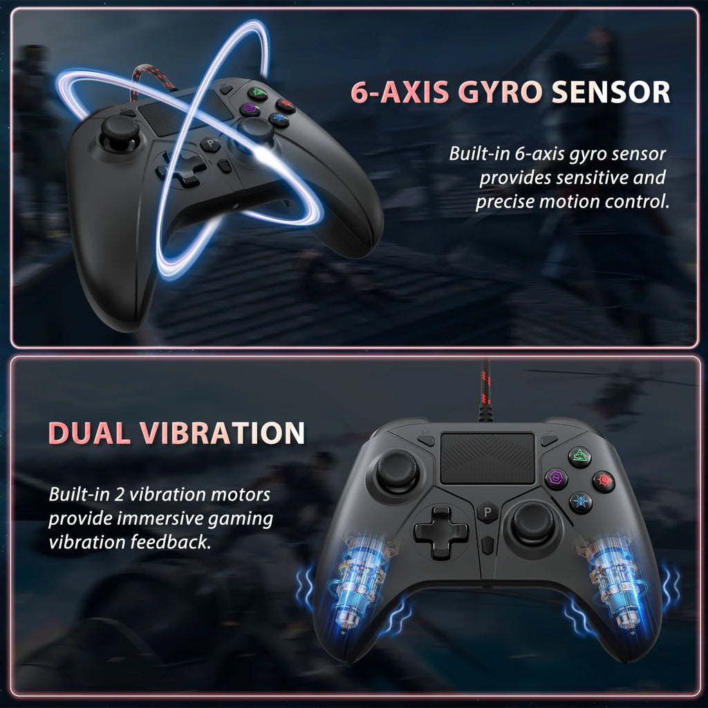 Gamepad For playstation 5 PS5/PS4/Pc Console Wire Controller With Turbo Touchpad Hall Trigger, Vibration Headphone Function Game