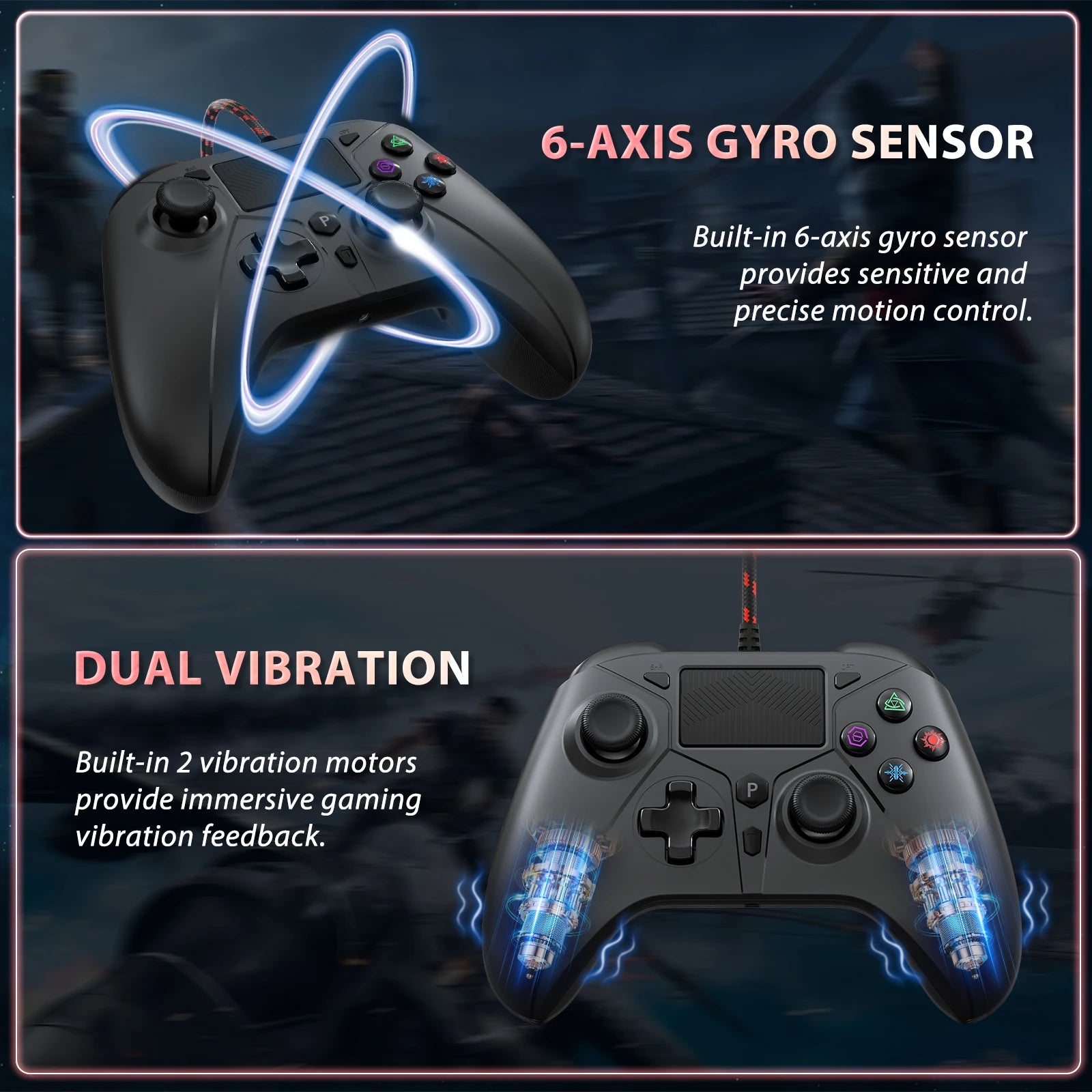 Gamepad For playstation 5 PS5/PS4/Pc Console Wire Controller With Turbo Touchpad Hall Trigger, Vibration Headphone Function Game
