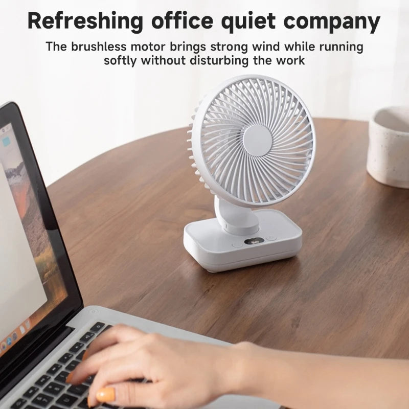 Oscillating Desk Fan with 4000mAh Battery Rechargeable Multidirectional for Home Office Library Travel Camping Outdoor