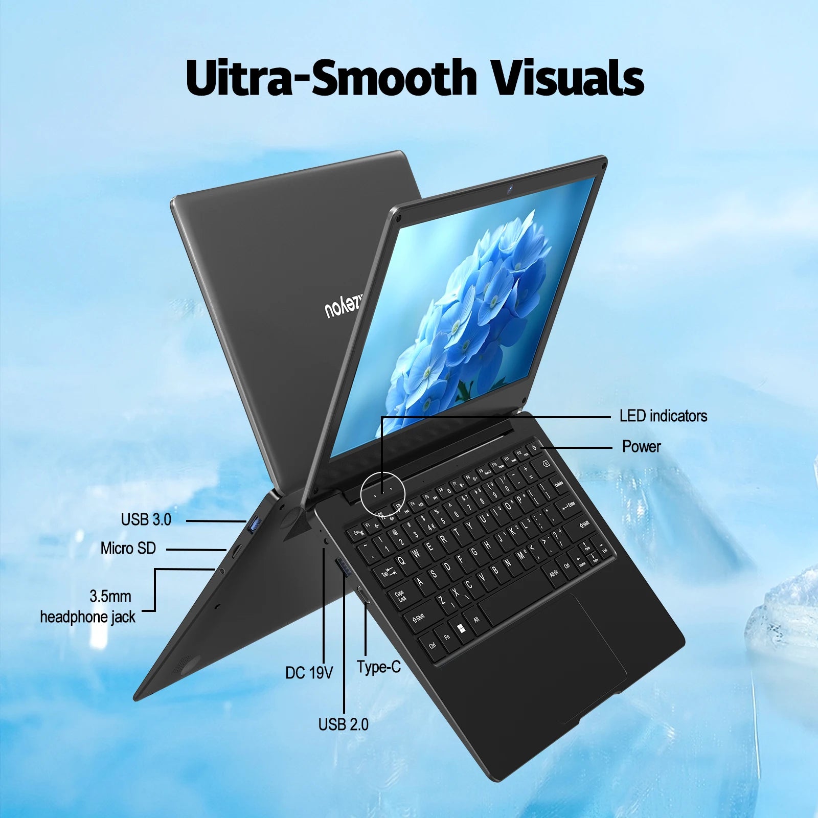11.6-inch laptop, 4GB of RAM, 64GB of internal storage, supports TF memory cards up to 512GB, supports SSD，Bluetooth,WIFI