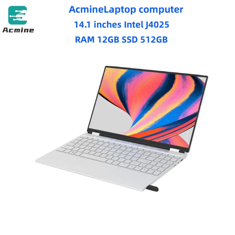 14 Inch portable laptop Intel J4025 RAM 12GB SSD 512GB 1920*1080 Display Game Office Study notebook computer Windows 11 PC