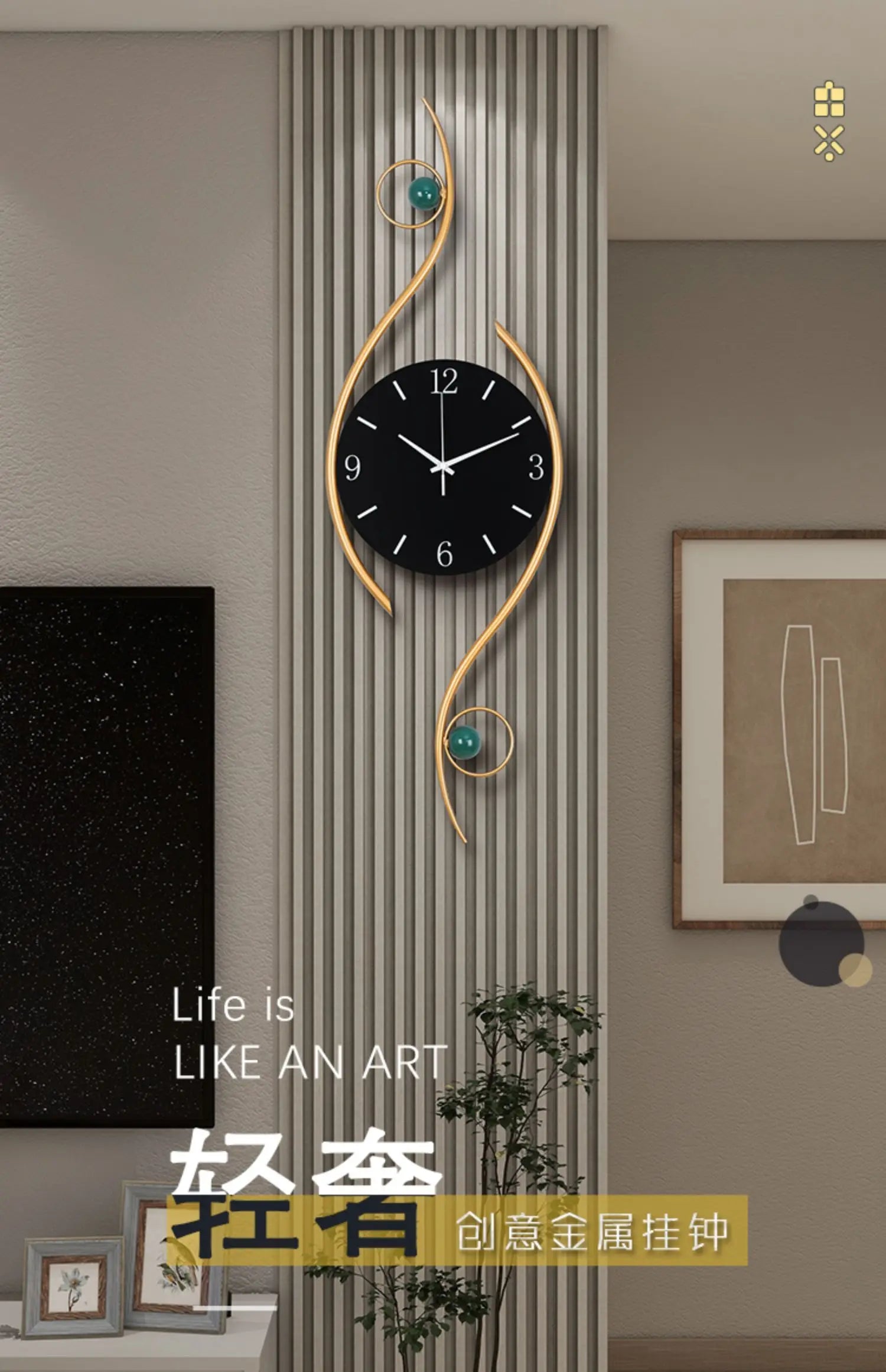 Bedroom Classic Wall Clock Office Chic Black Electronic Gold Wall Clock Modern Art Reloj Cocina Pared Home Decorating Items